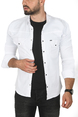 DeepSEA Slim Fit Dar Kesim Pamuklu Spor Gömlek Jakar Kumaş Likralı Gömlek 2500552
