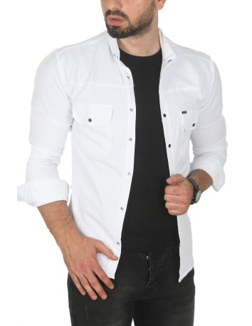 DeepSEA Slim Fit Dar Kesim Pamuklu Spor Gömlek Jakar Kumaş Likralı Gömlek 2500552