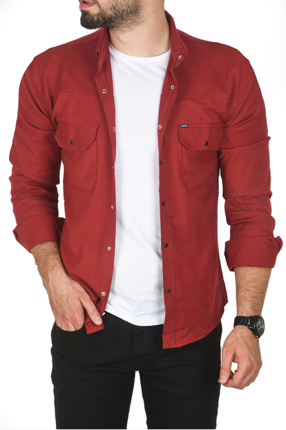 DeepSEA Slim Fit Dar Kesim Pamuklu Spor Gömlek Jakar Kumaş Likralı Gömlek 2500552