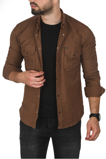 DeepSEA Slim Fit Dar Kesim Pamuklu Spor Gömlek Jakar Kumaş Likralı Gömlek 2500552