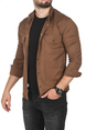 DeepSEA Slim Fit Dar Kesim Pamuklu Spor Gömlek Jakar Kumaş Likralı Gömlek 2500552