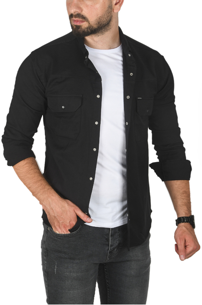 DeepSEA Slim Fit Dar Kesim Pamuklu Spor Gömlek Jakar Kumaş Likralı Gömlek 2500552
