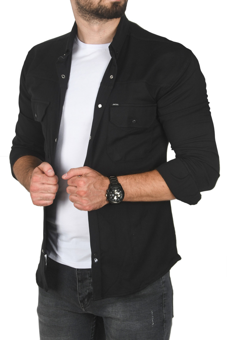 DeepSEA Slim Fit Dar Kesim Pamuklu Spor Gömlek Jakar Kumaş Likralı Gömlek 2500552