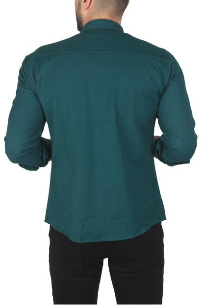 DeepSEA Slim Fit Dar Kesim Pamuklu Spor Gömlek Jakar Kumaş Likralı Gömlek 2500552