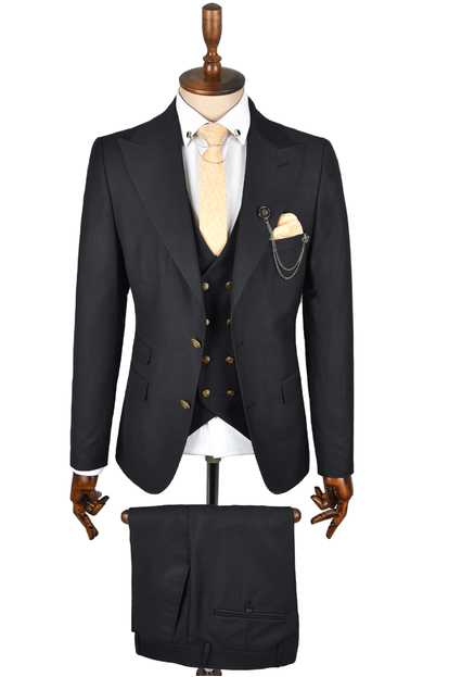 DeepSEA Sivri Yaka Slim Fit 3lü Takım Elbise 2300244