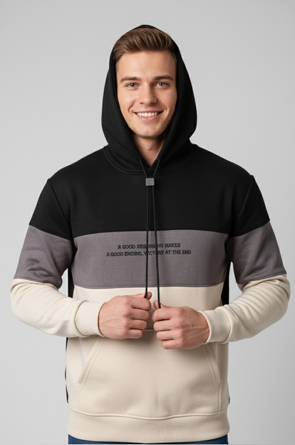 DeepSEA Dar Kesim Kapüşonlu Sweatshirt Süet Kumaş Kanguru Cep Hoodie Sweatshirt 2698510