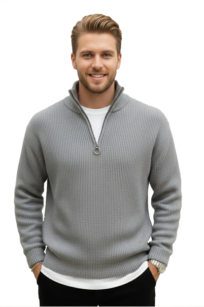 DeepSEA Yarım Fermuarlı Dik Yaka Rahat Kalıp Triko Kazak 2608511