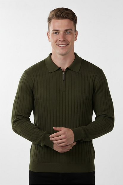 DeepSEA Baklava Desenli Yarım Balıkçı Yaka Triko Boğazlı Kazak 2505508