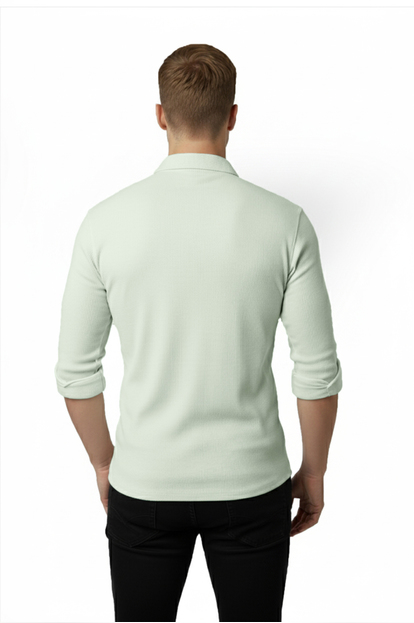 DeepSEA Likralı Kumaşı Fitilli Slim Fit Uzun Kollu Gömlek 2500805