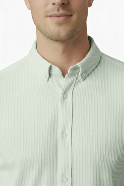 DeepSEA Likralı Kumaşı Fitilli Slim Fit Uzun Kollu Gömlek 2500805