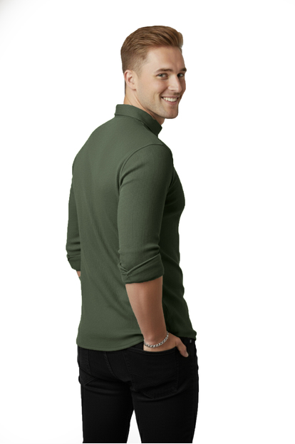 DeepSEA Likralı Kumaşı Fitilli Slim Fit Uzun Kollu Gömlek 2500805