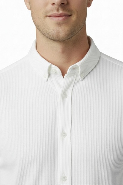 DeepSEA Likralı Kumaşı Fitilli Slim Fit Uzun Kollu Gömlek 2500805