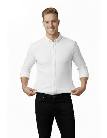 DeepSEA Likralı Kumaşı Fitilli Slim Fit Uzun Kollu Gömlek 2500805 2