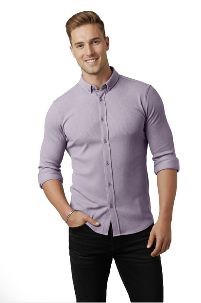 DeepSEA Likralı Kumaşı Fitilli Slim Fit Uzun Kollu Gömlek 2500805