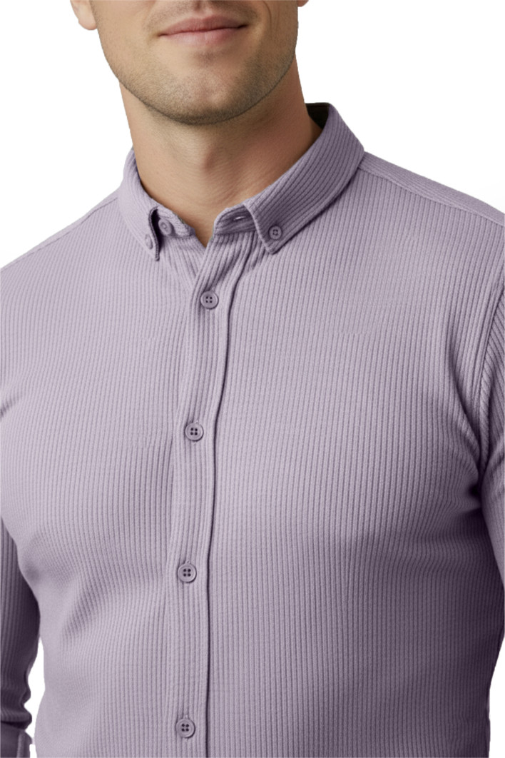 DeepSEA Likralı Kumaşı Fitilli Slim Fit Uzun Kollu Gömlek 2500805 2