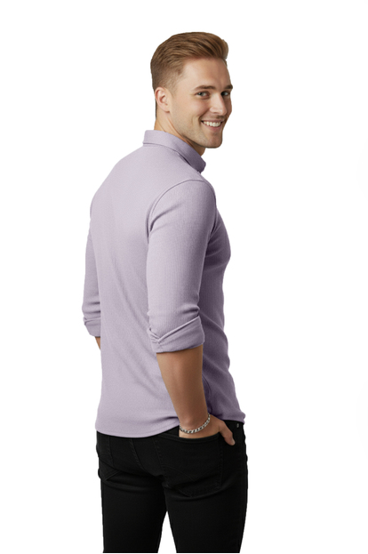 DeepSEA Likralı Kumaşı Fitilli Slim Fit Uzun Kollu Gömlek 2500805
