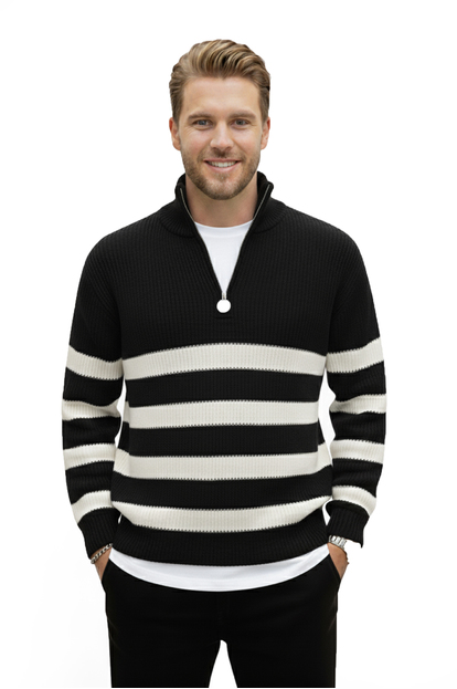 DeepSEA Erkek Yarım Fermuarlı Oversize Kesim Triko Kazak – %100 Pamuk, Yumuşak Dokulu Örgü Kazak 2608511