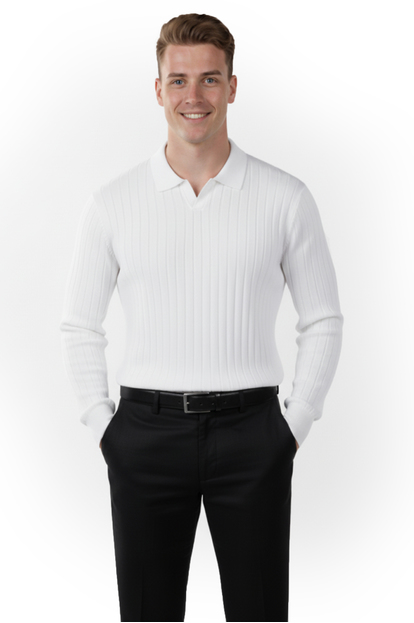 DeepSEA Slim Fit Polo Yaka Triko Kazak - Yumuşak Dokulu Esnek ve Şık Görünüm 2605305