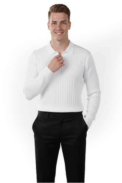 DeepSEA Slim Fit Polo Yaka Triko Kazak - Yumuşak Dokulu Esnek ve Şık Görünüm 2605305