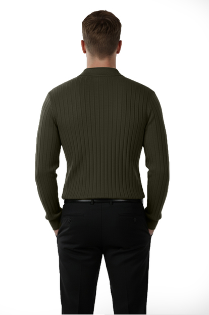 DeepSEA Slim Fit Polo Yaka Triko Kazak - Yumuşak Dokulu Esnek ve Şık Görünüm 2605305