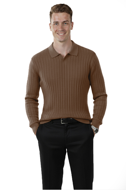 DeepSEA Slim Fit Polo Yaka Triko Kazak - Yumuşak Dokulu Esnek ve Şık Görünüm 2605305