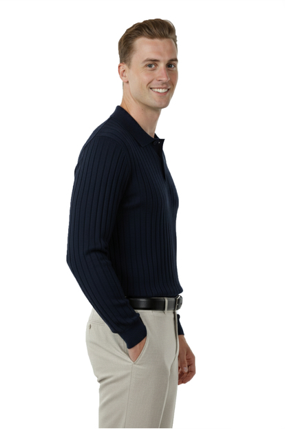 DeepSEA Slim Fit Polo Yaka Triko Kazak - Yumuşak Dokulu Esnek ve Şık Görünüm 2605305