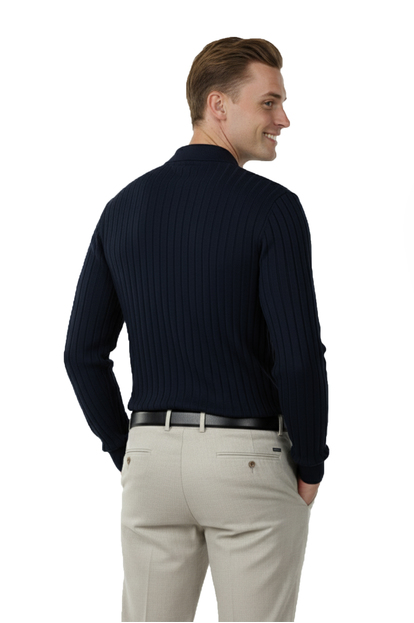 DeepSEA Slim Fit Polo Yaka Triko Kazak - Yumuşak Dokulu Esnek ve Şık Görünüm 2605305