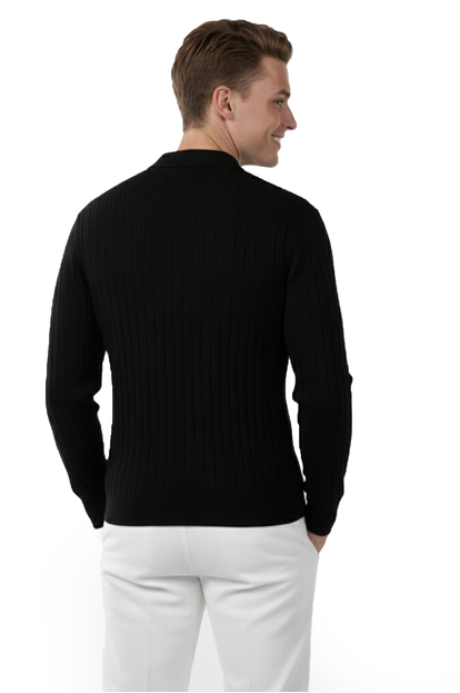 DeepSEA Slim Fit Polo Yaka Triko Kazak - Yumuşak Dokulu Esnek ve Şık Görünüm 2605305