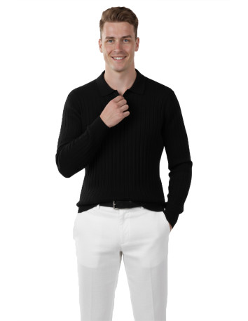 DeepSEA Slim Fit Polo Yaka Triko Kazak - Yumuşak Dokulu Esnek ve Şık Görünüm 2605305