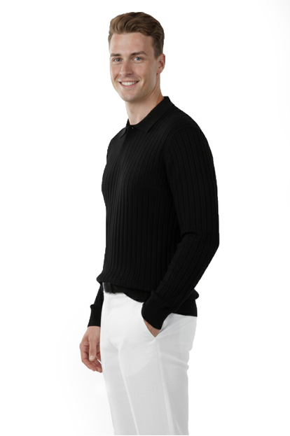 DeepSEA Slim Fit Polo Yaka Triko Kazak - Yumuşak Dokulu Esnek ve Şık Görünüm 2605305