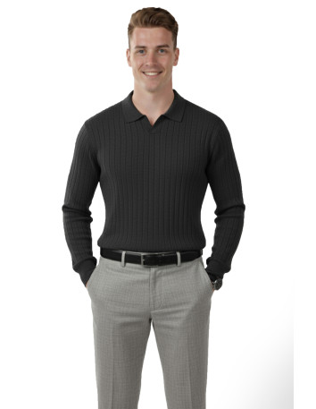 DeepSEA Slim Fit Polo Yaka Triko Kazak - Yumuşak Dokulu Esnek ve Şık Görünüm 2605305 2