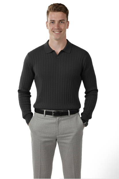 DeepSEA Slim Fit Polo Yaka Triko Kazak - Yumuşak Dokulu Esnek ve Şık Görünüm 2605305