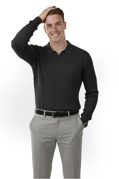 DeepSEA Slim Fit Polo Yaka Triko Kazak - Yumuşak Dokulu Esnek ve Şık Görünüm 2605305