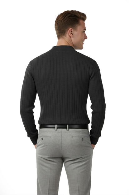 DeepSEA Slim Fit Polo Yaka Triko Kazak - Yumuşak Dokulu Esnek ve Şık Görünüm 2605305