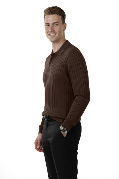 DeepSEA Slim Fit Polo Yaka Triko Kazak - Yumuşak Dokulu Esnek ve Şık Görünüm 2605305