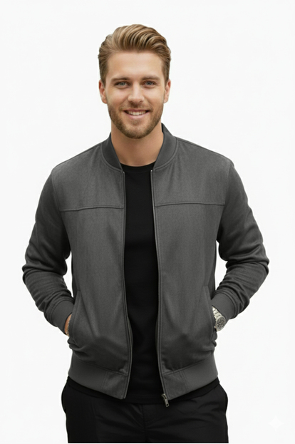 DeepSEA Dar Kesim Likralı Fermuarlı Süet Mont 2504334