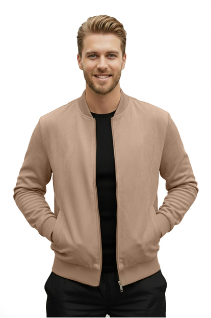 DeepSEA Dar Kesim Likralı Fermuarlı Süet Mont 2504334