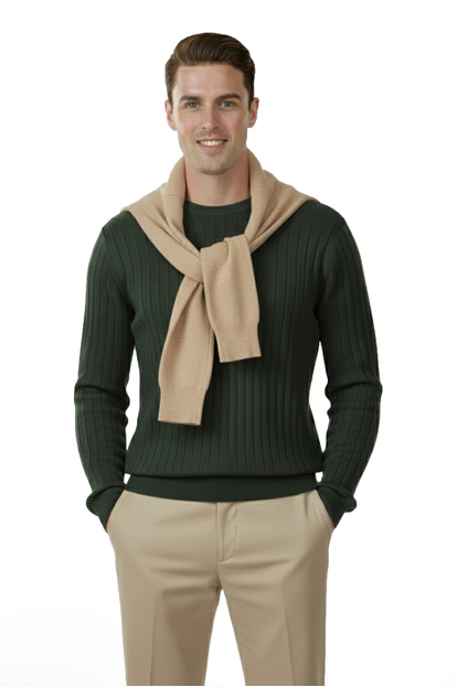 DeepSEA Erkek Polo Yaka Fitilli Triko Kazak – %100 Pamuk, Esnek Dokulu, Modern Kalıp 2605306