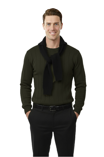 DeepSEA Erkek Rahat Kalıp Çizgi Dokulu Triko Kazak – Şık & Modern Tasarım 2605433