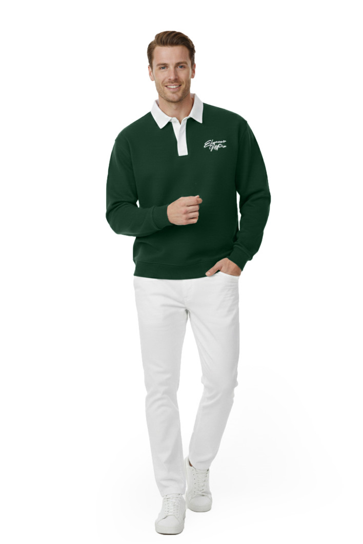 DeepSEA Relax Fit İçi Polarlı %100 Pamuk Yarım Fermuarlı Dik Yaka Sweatshirt 2600762 2