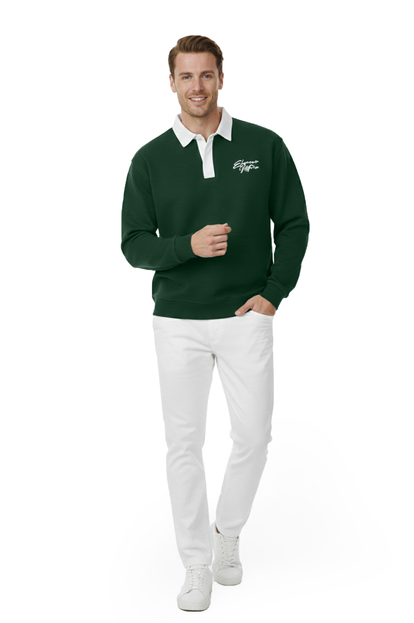 DeepSEA Relax Fit İçi Polarlı %100 Pamuk Yarım Fermuarlı Dik Yaka Sweatshirt 2600762