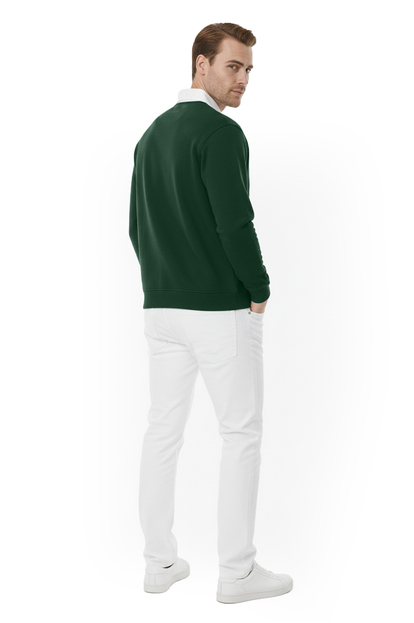 DeepSEA Relax Fit İçi Polarlı %100 Pamuk Yarım Fermuarlı Dik Yaka Sweatshirt 2600762