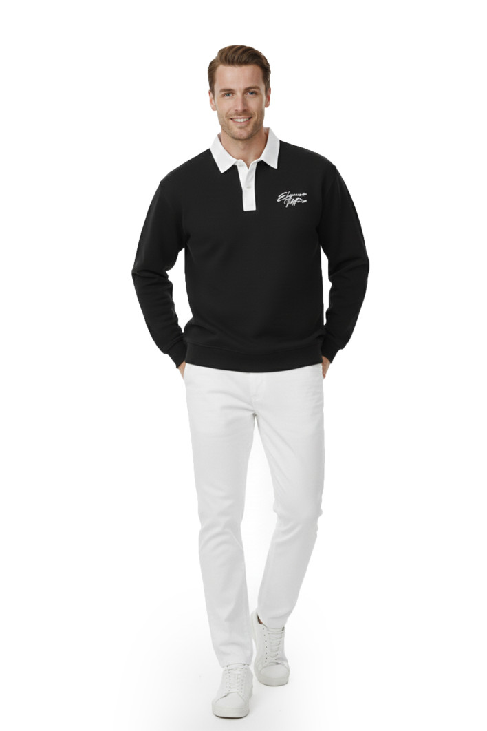 DeepSEA Relax Fit İçi Polarlı %100 Pamuk Yarım Fermuarlı Dik Yaka Sweatshirt 2600762 2