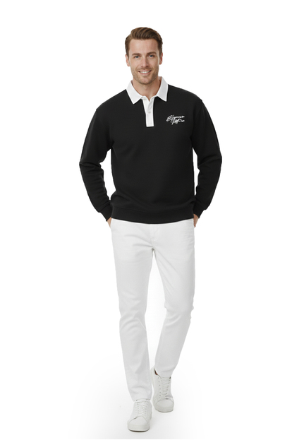 DeepSEA Relax Fit İçi Polarlı %100 Pamuk Yarım Fermuarlı Dik Yaka Sweatshirt 2600762