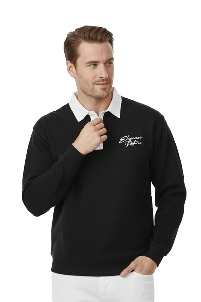 DeepSEA Relax Fit İçi Polarlı %100 Pamuk Yarım Fermuarlı Dik Yaka Sweatshirt 2600762