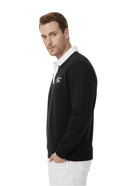 DeepSEA Relax Fit İçi Polarlı %100 Pamuk Yarım Fermuarlı Dik Yaka Sweatshirt 2600762