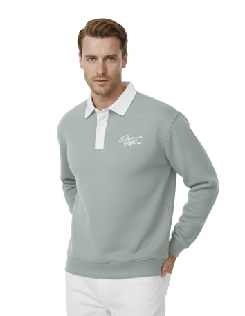 DeepSEA Relax Fit İçi Polarlı %100 Pamuk Yarım Fermuarlı Dik Yaka Sweatshirt 2600762