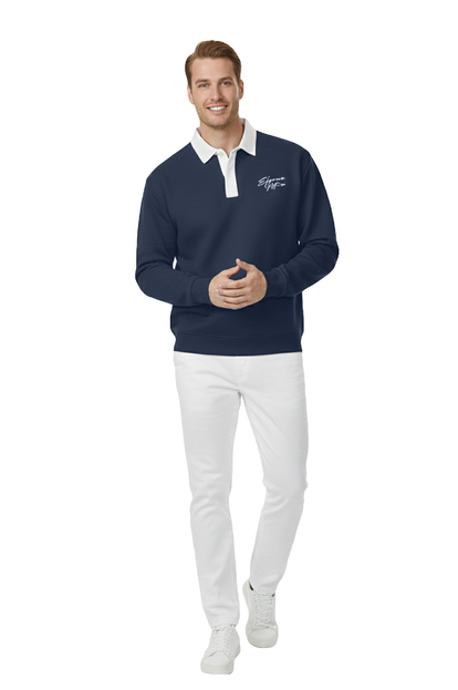 DeepSEA Relax Fit İçi Polarlı %100 Pamuk Yarım Fermuarlı Dik Yaka Sweatshirt 2600762