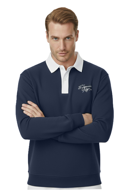 DeepSEA Relax Fit İçi Polarlı %100 Pamuk Yarım Fermuarlı Dik Yaka Sweatshirt 2600762