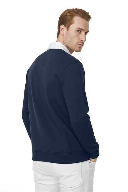 DeepSEA Relax Fit İçi Polarlı %100 Pamuk Yarım Fermuarlı Dik Yaka Sweatshirt 2600762